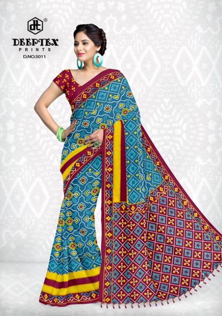 Deeptex Ikkat Special 5 Cotton Printed Regular Wear Fancy Saree Collection